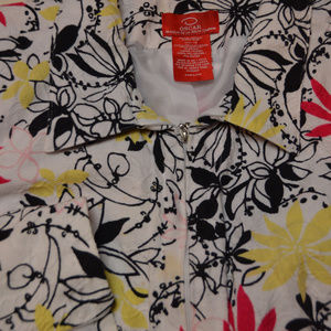 Full Zip Jacket Embroidered  Multi-Color Floral
